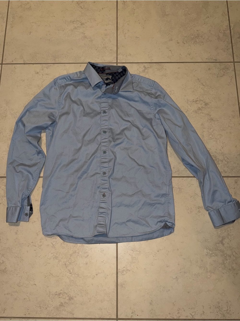 Ted Baker London Men’s Size 5 Light Blue Button Down Dress Shirt Contrast Trim